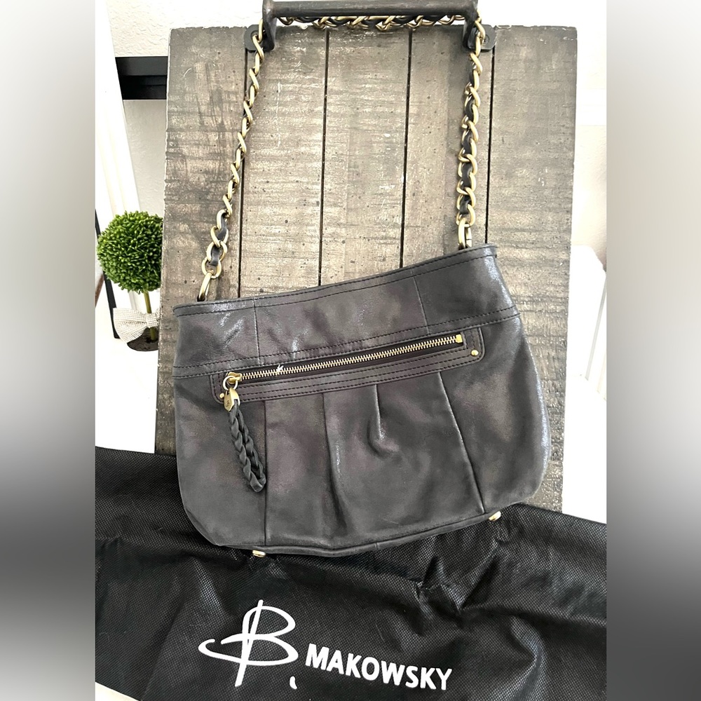 B. MAKOWSKY Leather Shoulder Bag Chain